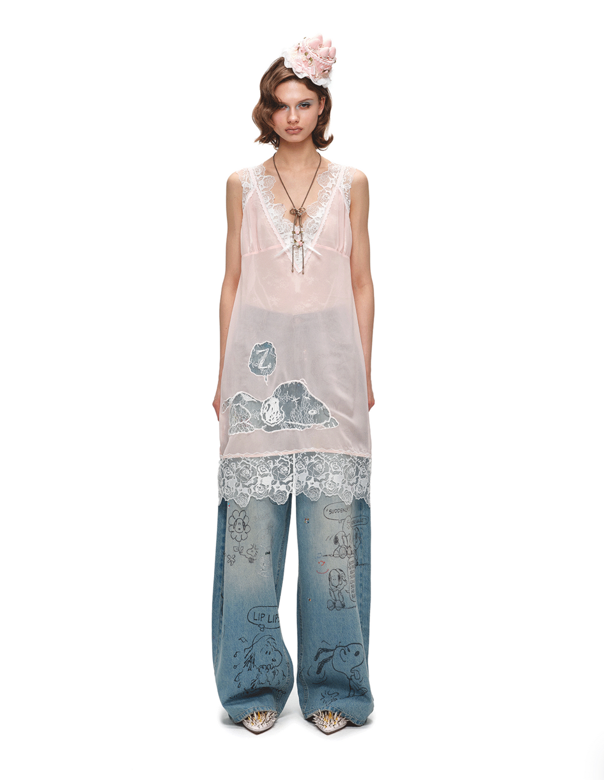 SLEEPY DOG LACE SLIP DRESS or LONGLINE TOP – 2colors