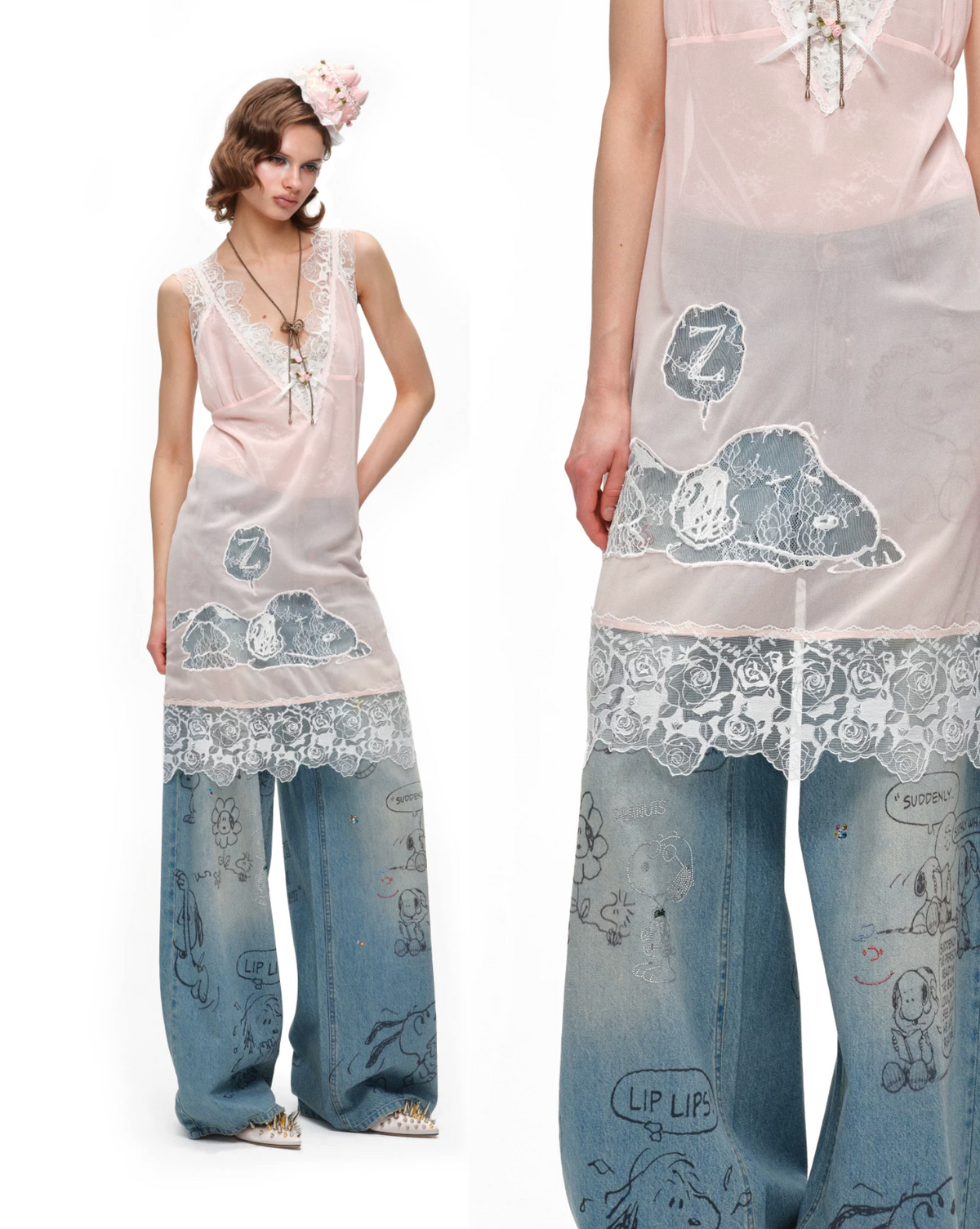 PEANUTS DOODLE BAGGY JEANS