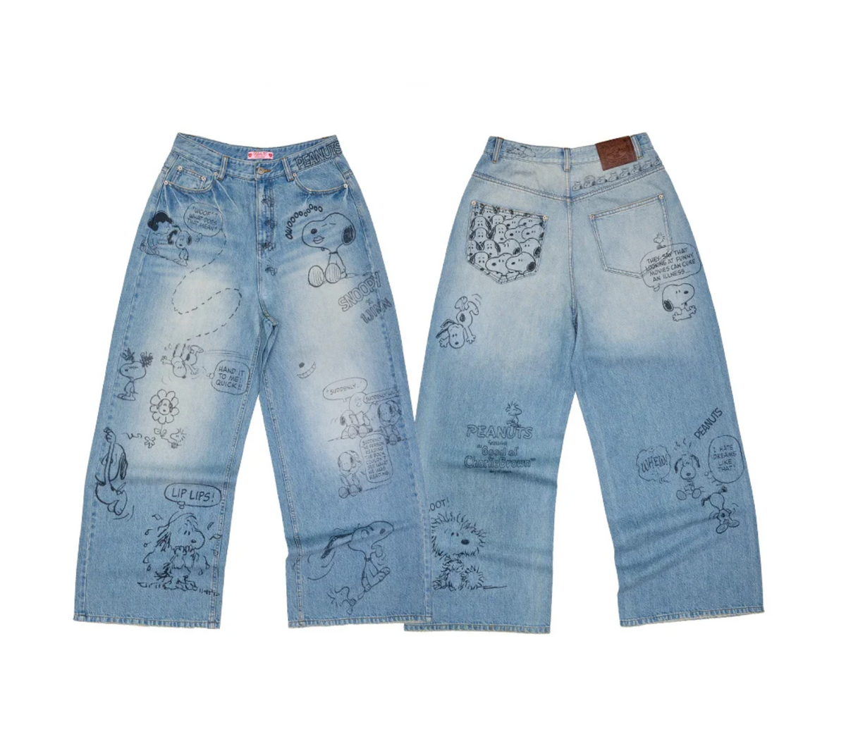 PEANUTS DOODLE BAGGY JEANS