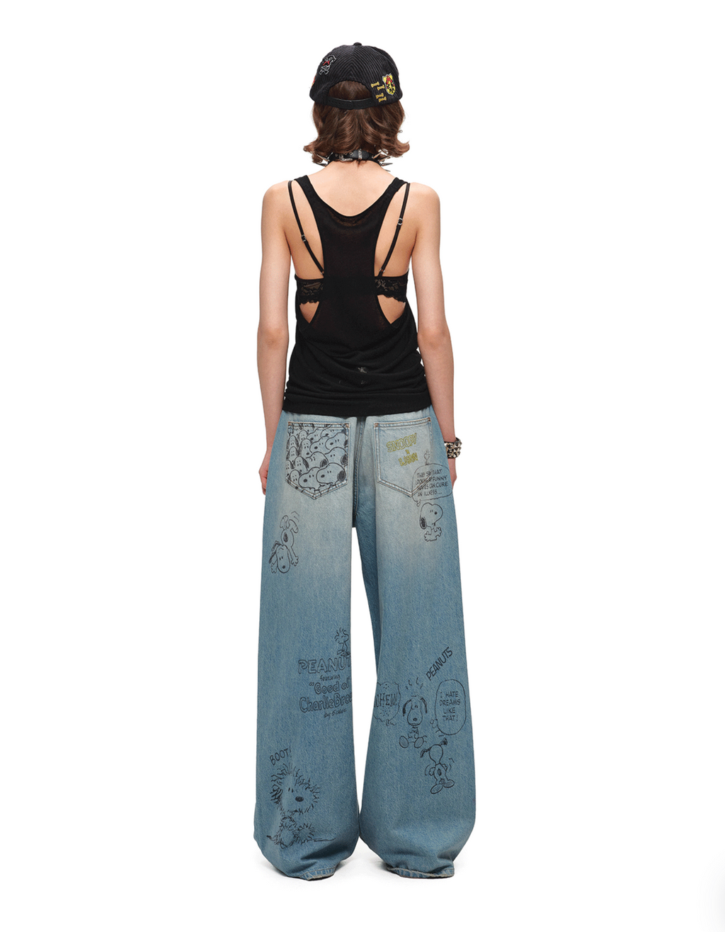 PEANUTS DOODLE BAGGY JEANS