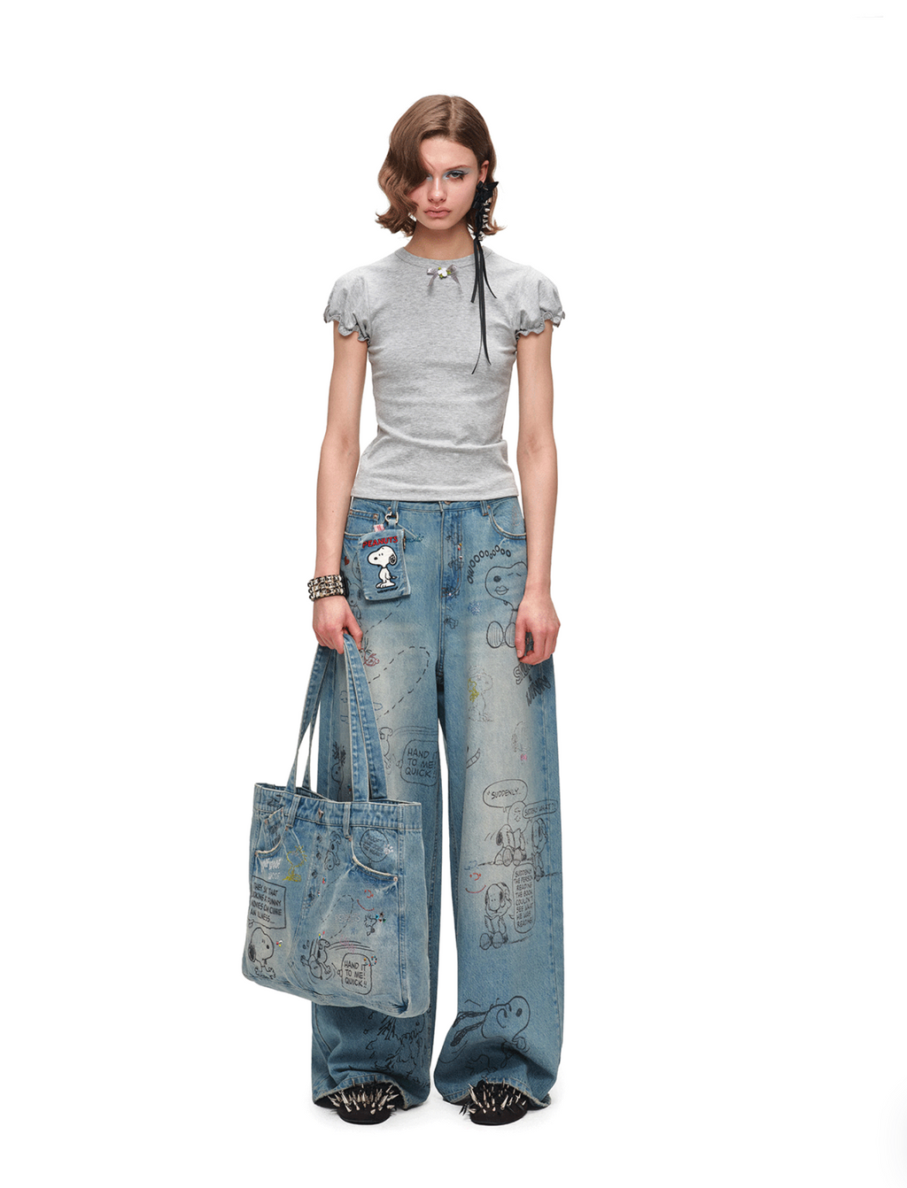 PEANUTS DOODLE BAGGY JEANS