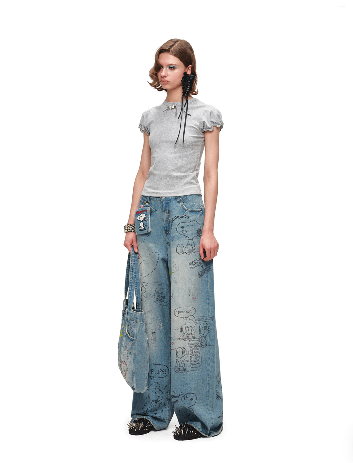 PEANUTS DOODLE BAGGY JEANS