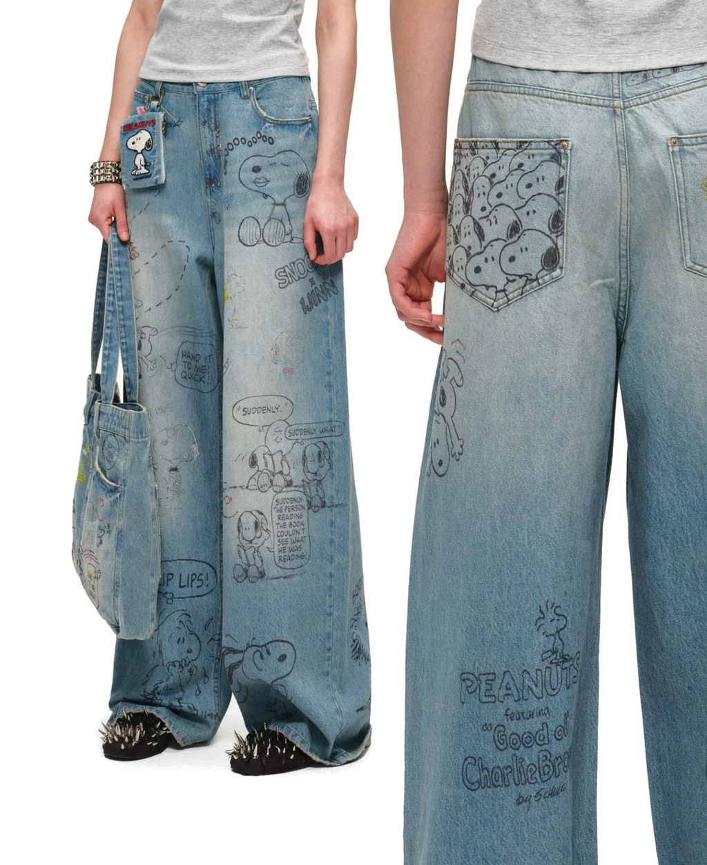 PEANUTS DOODLE BAGGY JEANS