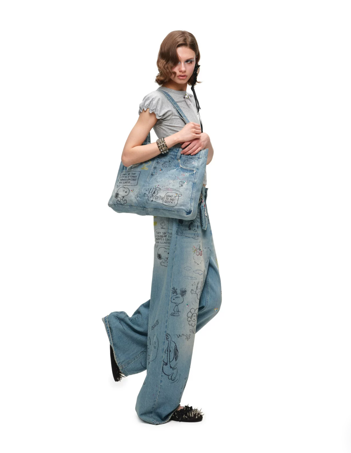 PEANUTS DOODLE BAGGY JEANS