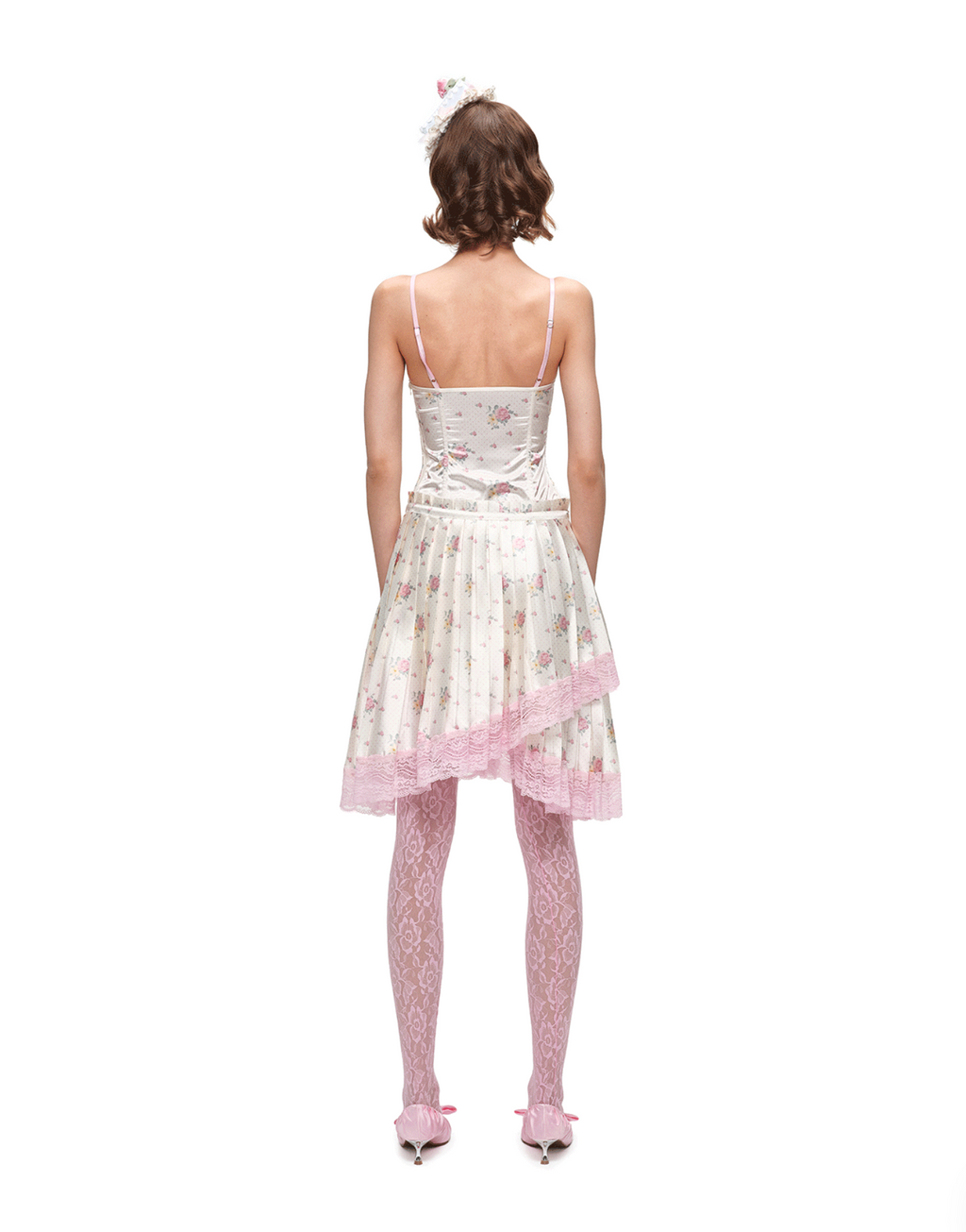 ASYMMETRIC LACE PLEATED MIDI SKIRT – 3colors