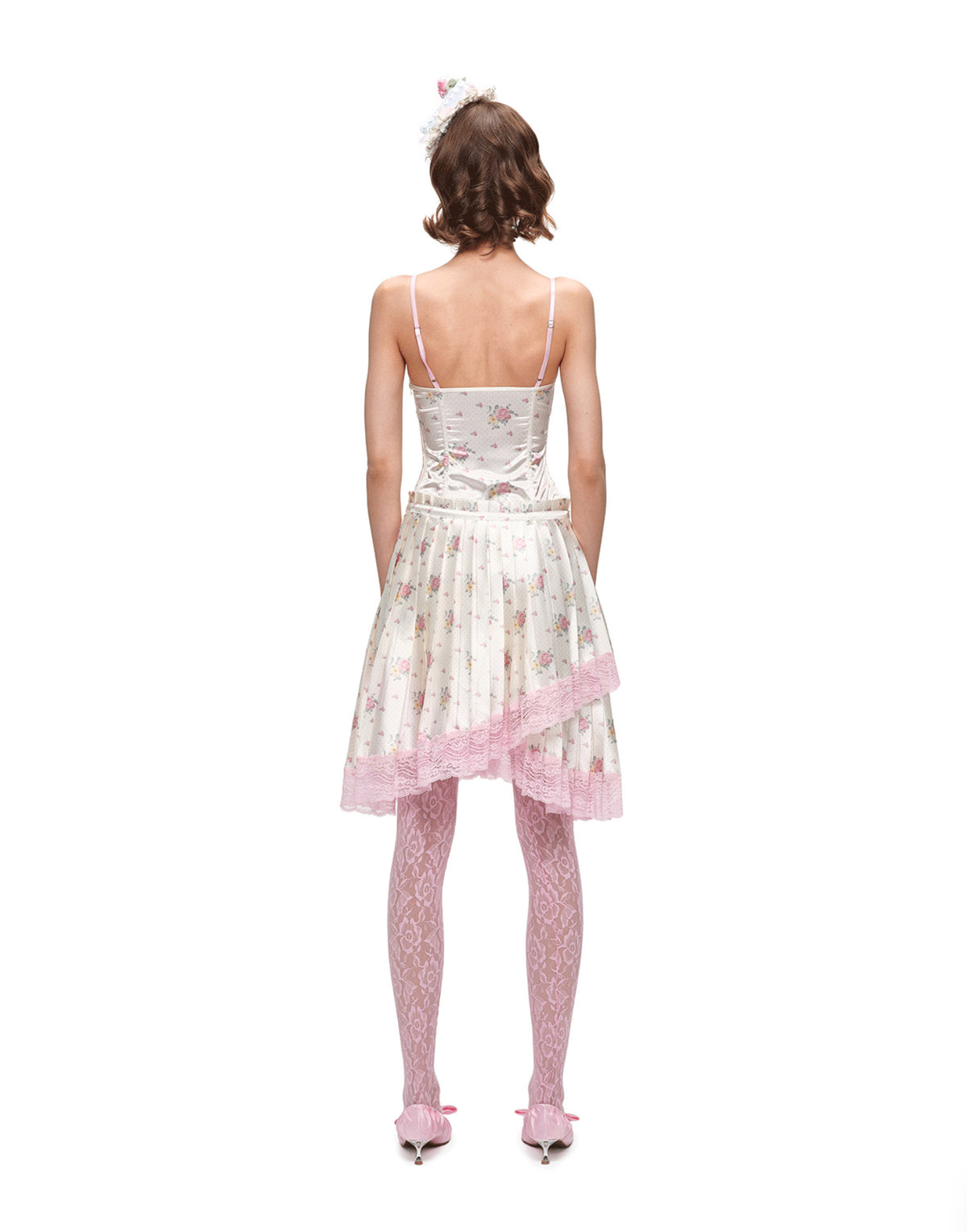 ASYMMETRIC LACE PLEATED MIDI SKIRT – 3colors