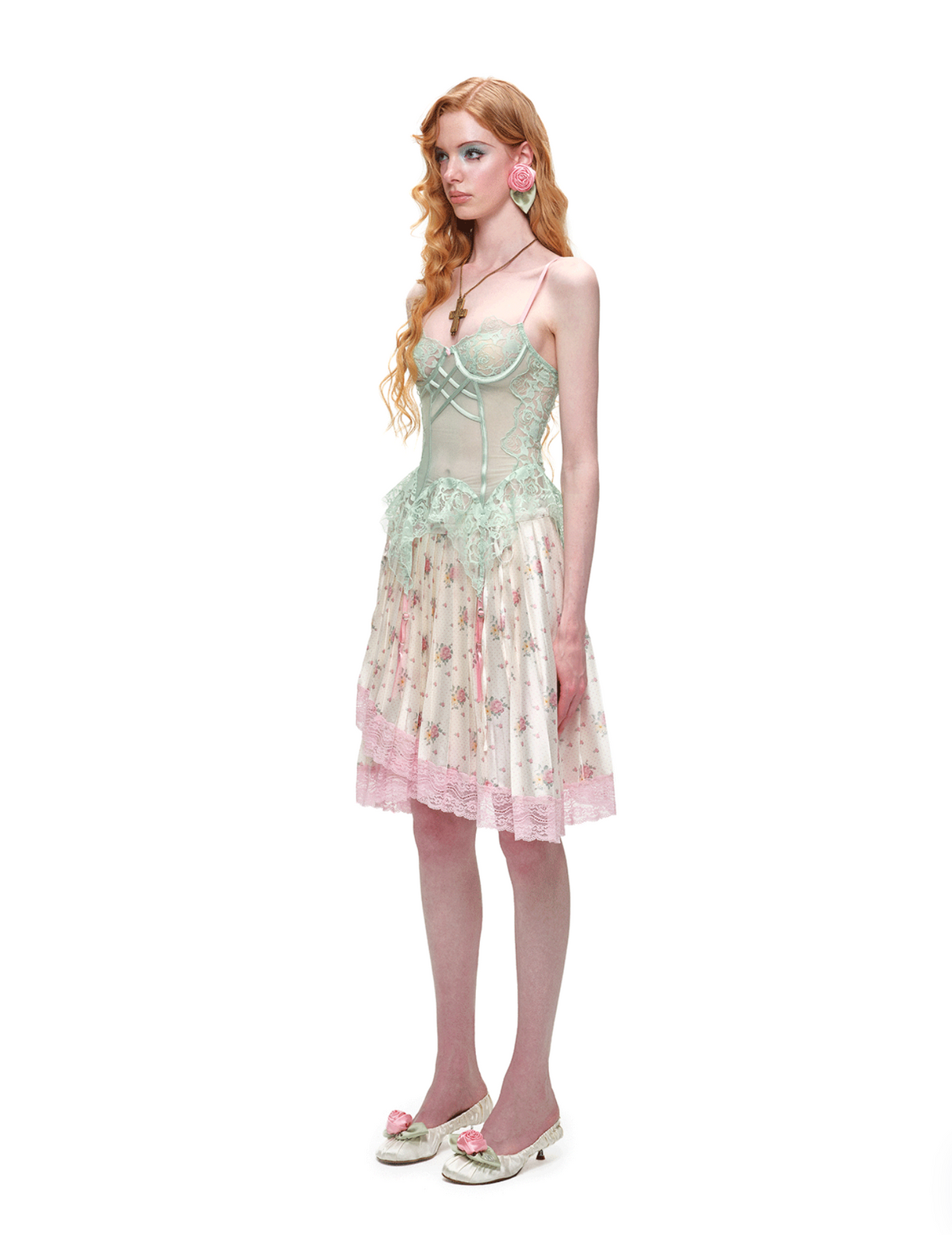 ASYMMETRIC LACE PLEATED MIDI SKIRT – 3colors