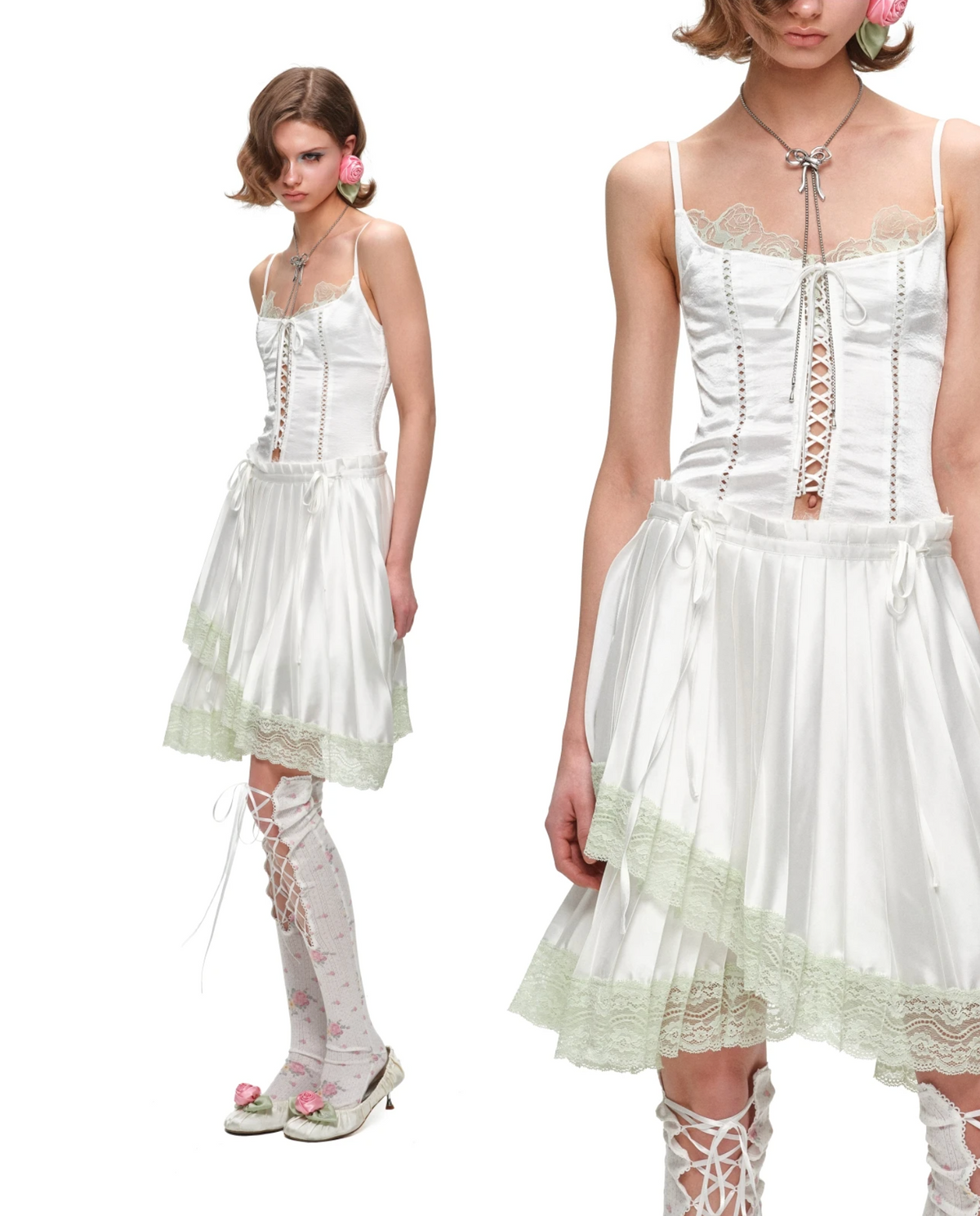 LACE-UP SATIN CORSET CAMI – 3colors