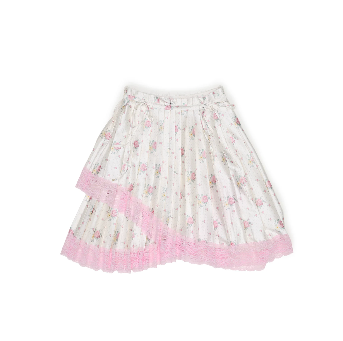 ASYMMETRIC LACE PLEATED MIDI SKIRT – 3colors