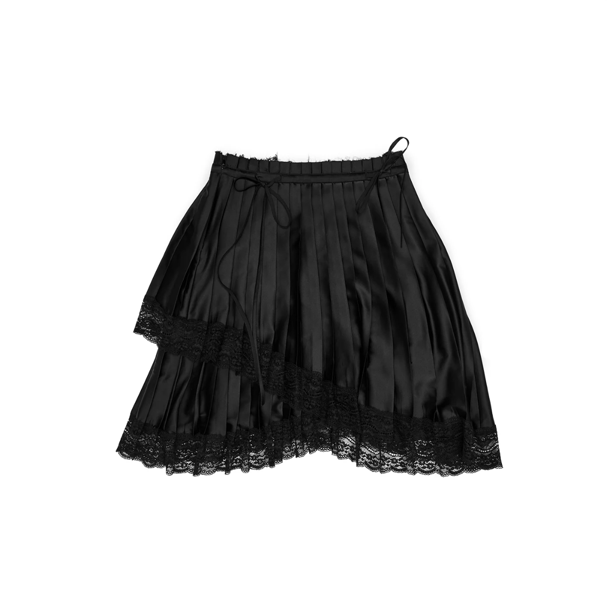 ASYMMETRIC LACE PLEATED MIDI SKIRT – 3colors