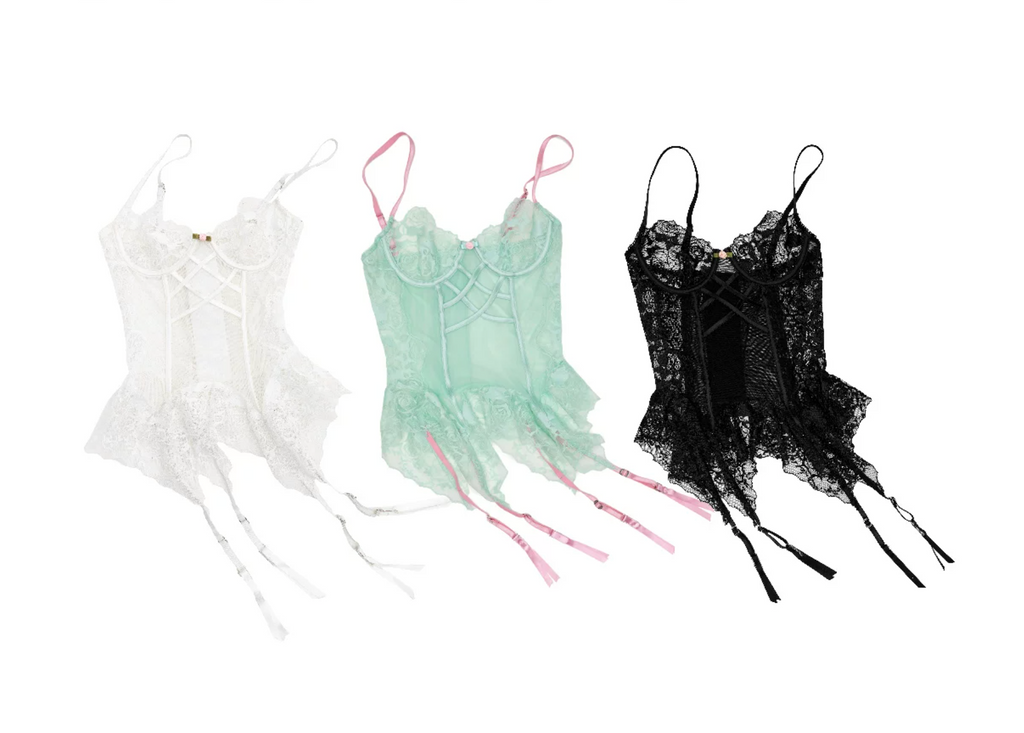 LACE CORSET PEPLUM TOP – 3colors