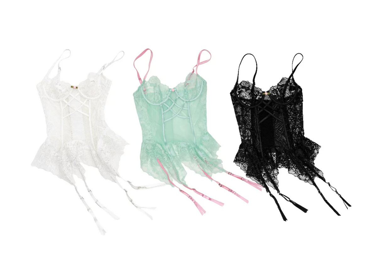 LACE CORSET PEPLUM TOP – 3colors