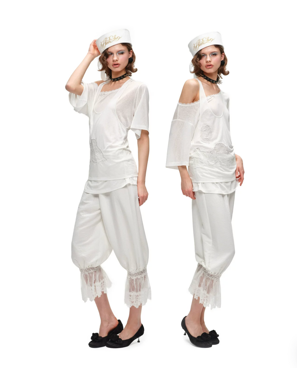 LACE RUFFLE BLOOMER PANTS