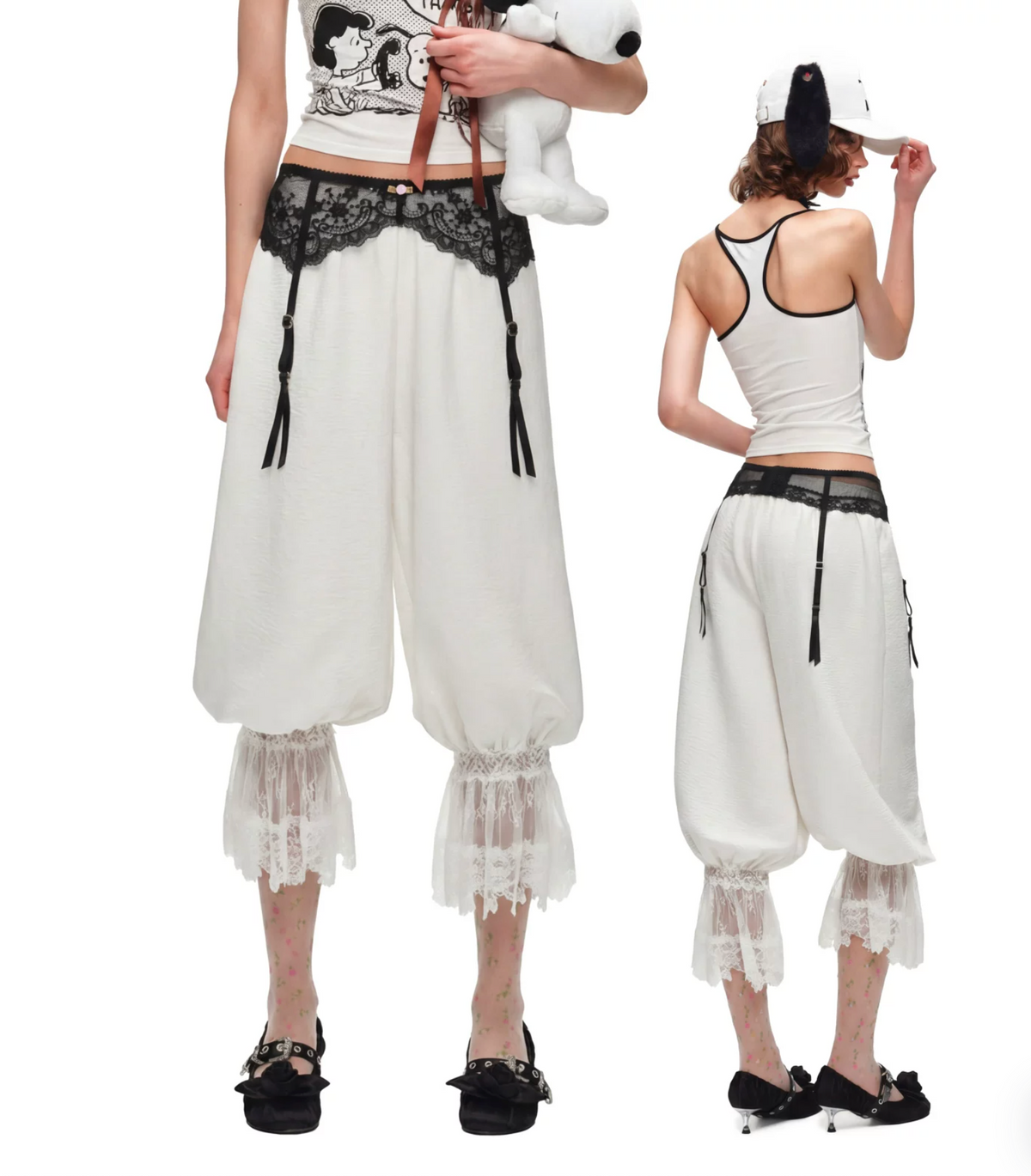 LACE RUFFLE BLOOMER PANTS