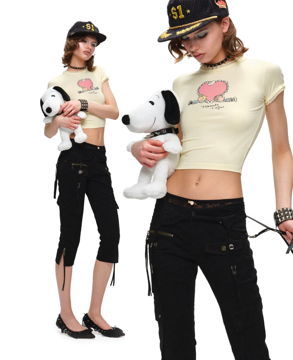 PEANUTS LACE-TRIM BABY TEE – 5colors