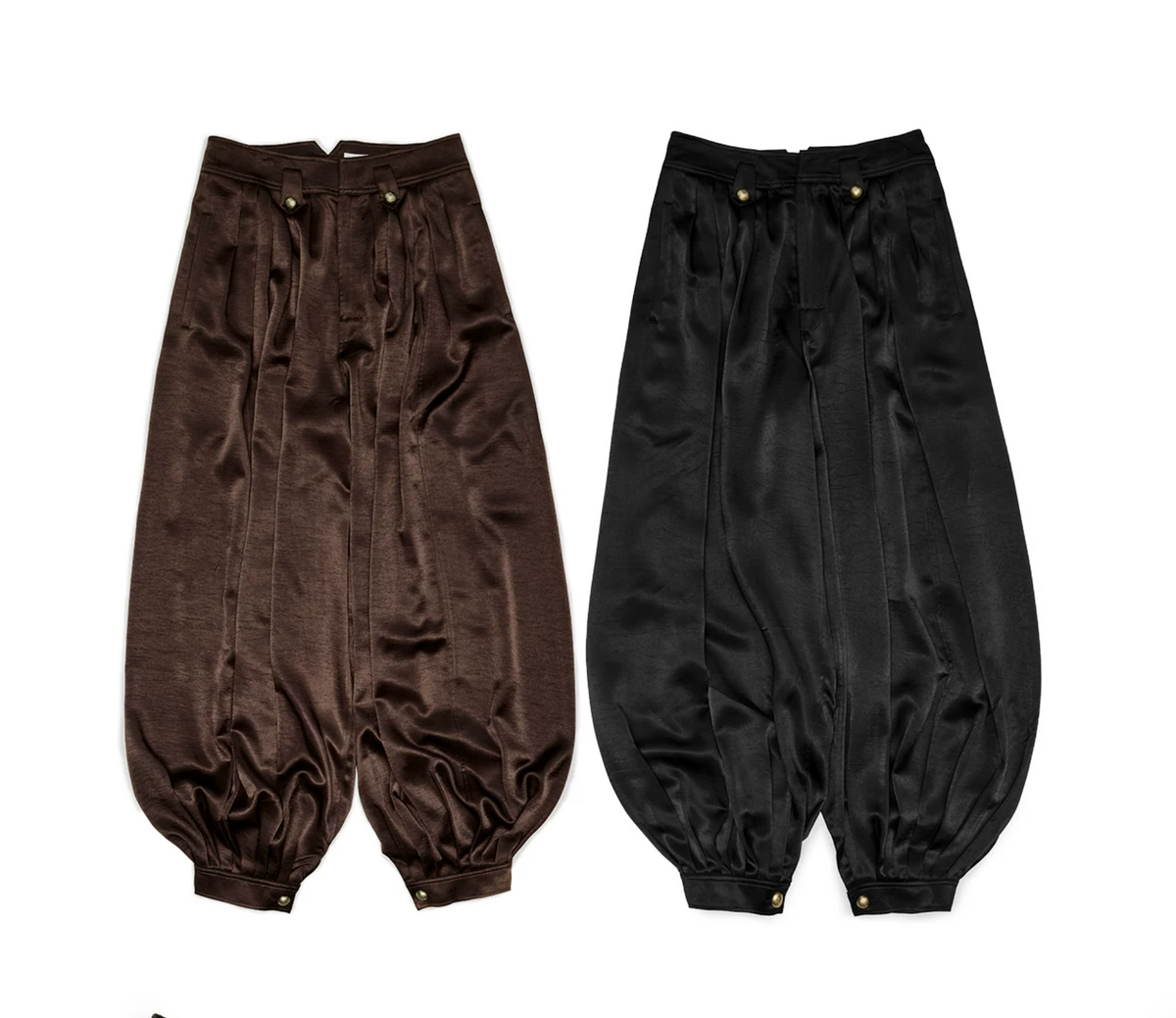 SATIN PLEATED BALLOON PANTS – 2colors