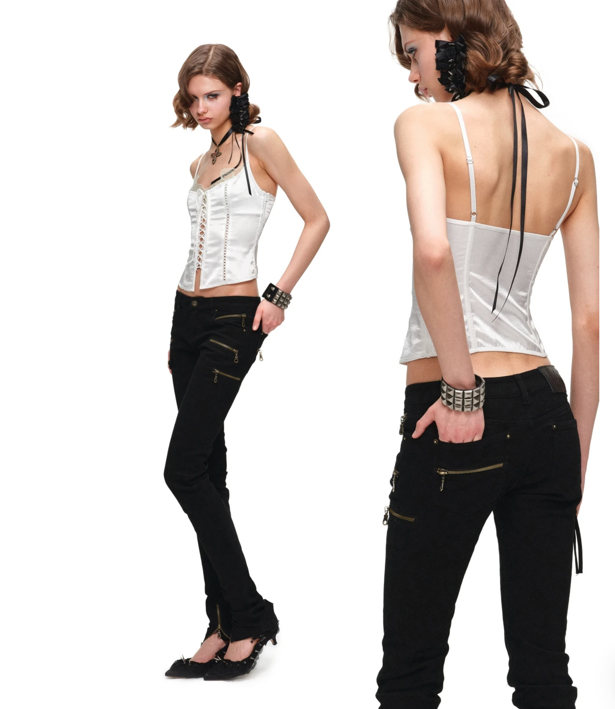 LACE-UP SATIN CORSET CAMI – 3colors