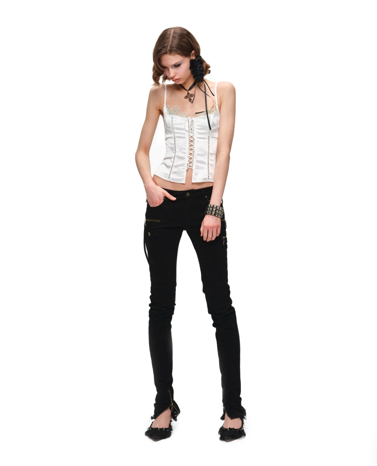 LACE-UP SATIN CORSET CAMI – 3colors
