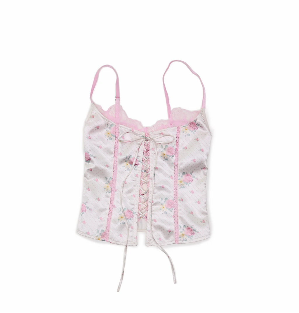 LACE-UP SATIN CORSET CAMI – 3colors