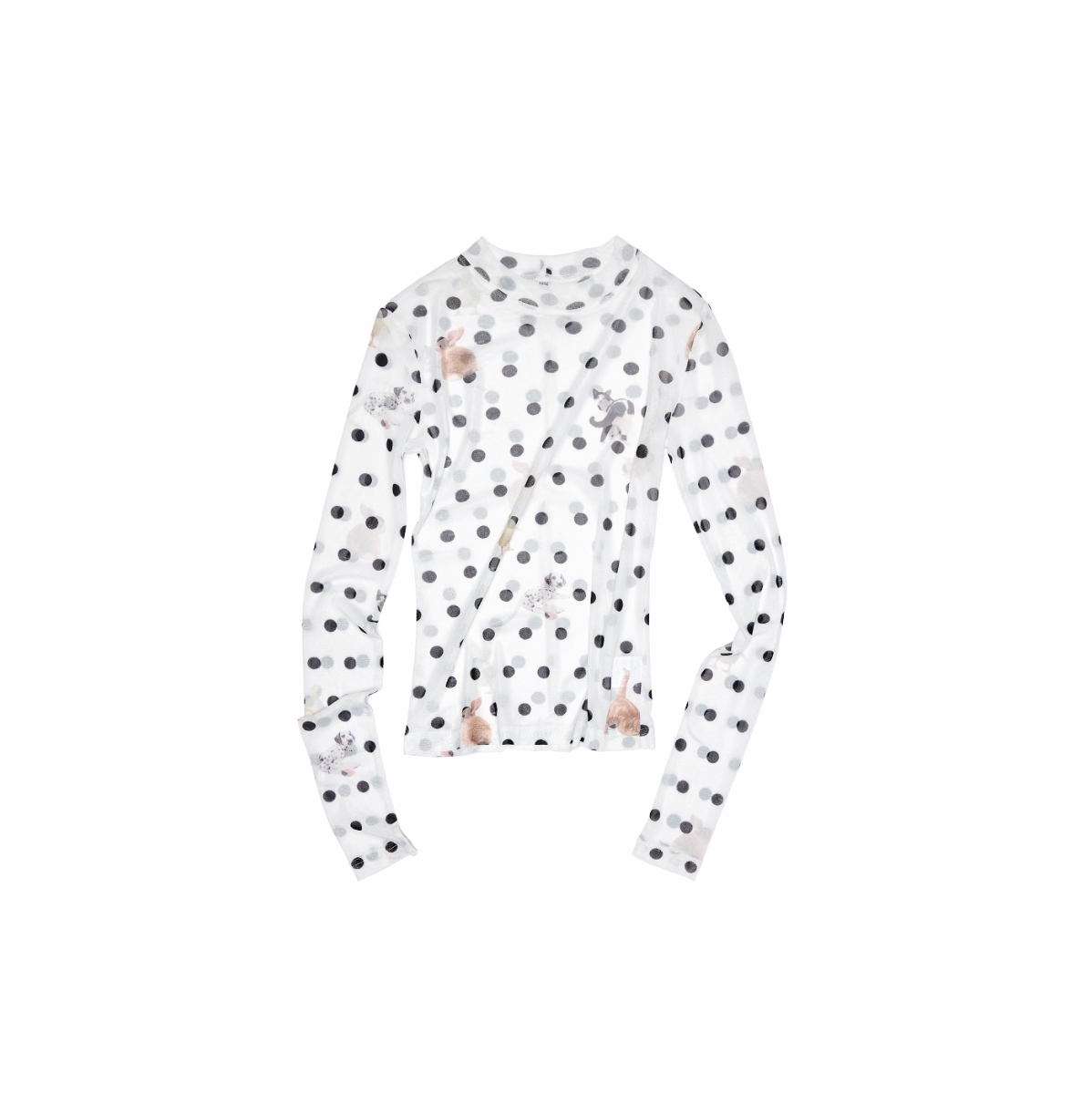 🇯🇵MOKAアニマルモチーフ ドット柄シアーロングスリーブトップス ♱ 全2色