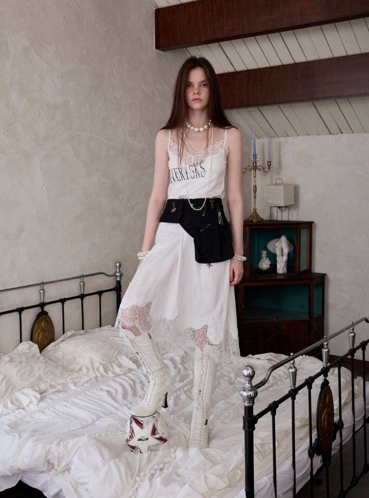 在庫あり ♱ ヴィンテージ レーストリム スリップドレス – 2色