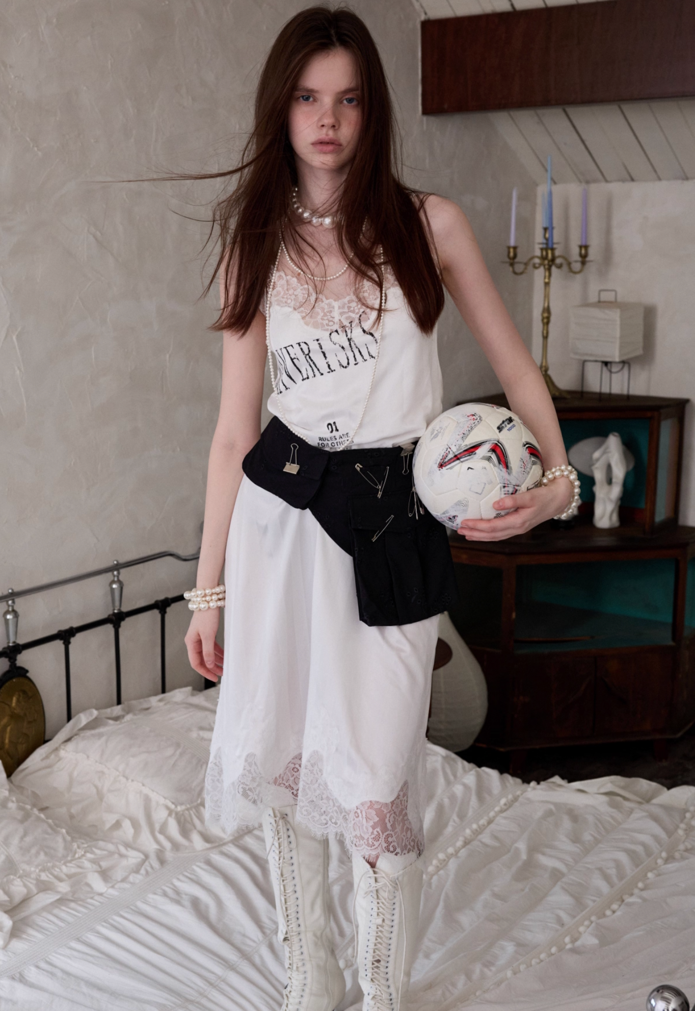 在庫あり ♱ ヴィンテージ レーストリム スリップドレス – 2色