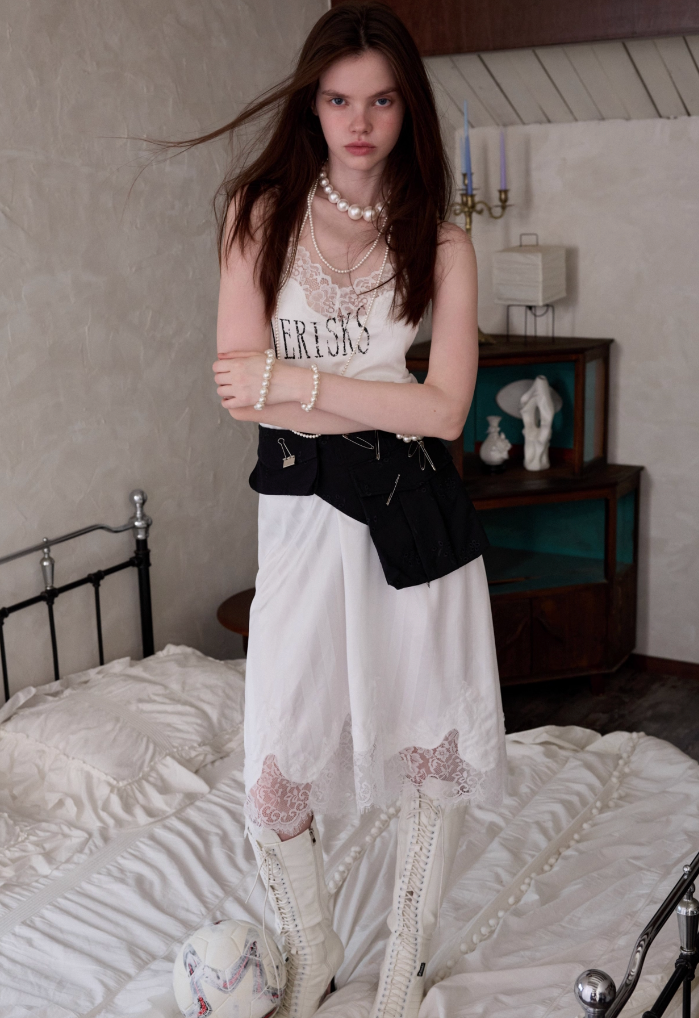 在庫あり ♱ ヴィンテージ レーストリム スリップドレス – 2色