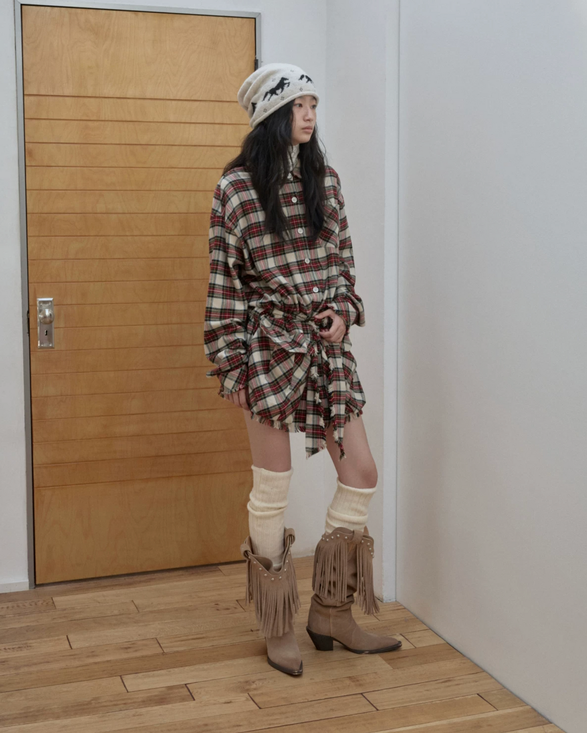 ROXY PLAID SHIRT DRESS