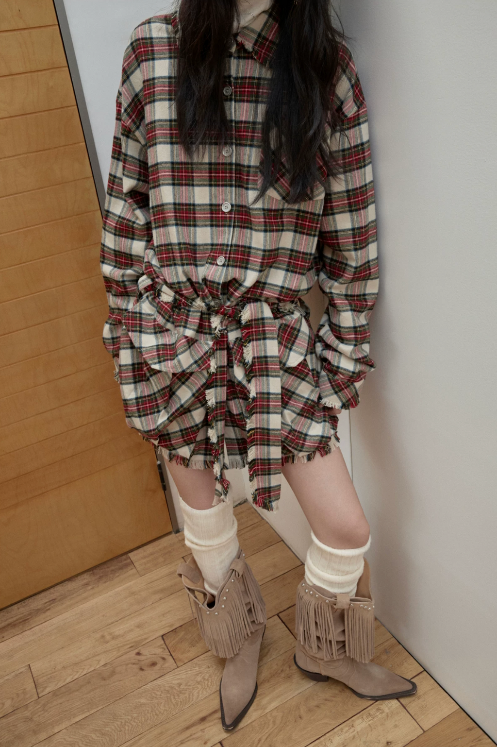 ROXY PLAID SHIRT DRESS