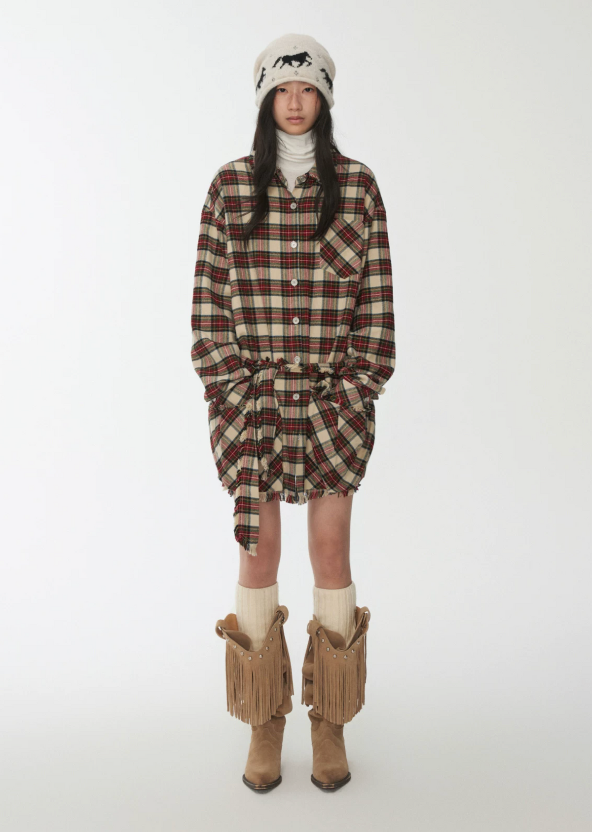 ROXY PLAID SHIRT DRESS