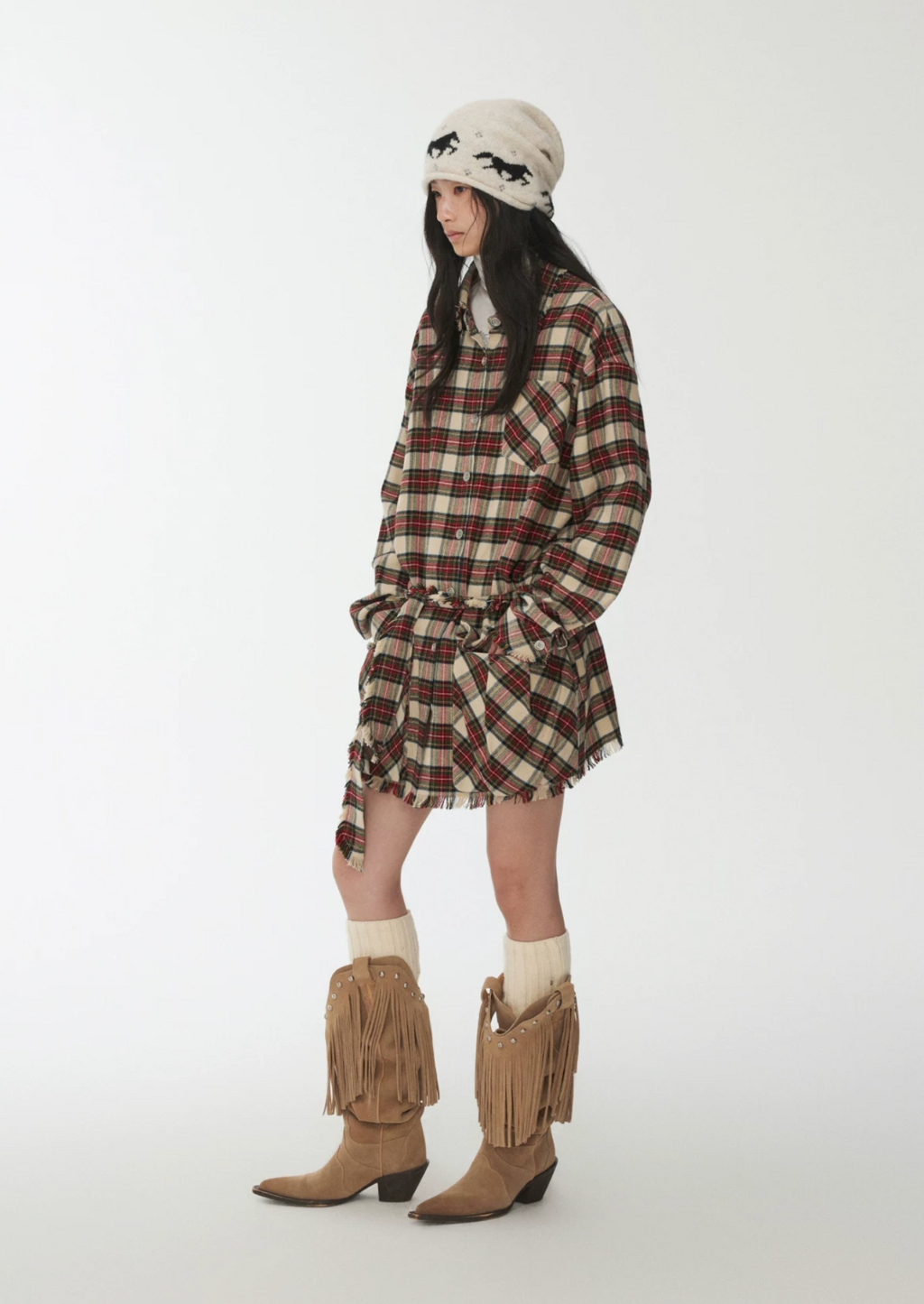 ROXY PLAID SHIRT DRESS