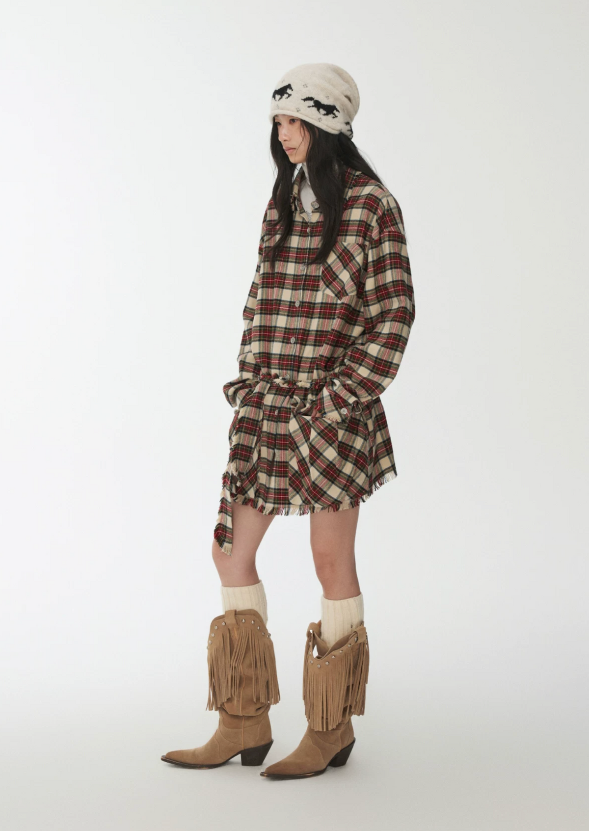 ROXY PLAID SHIRT DRESS