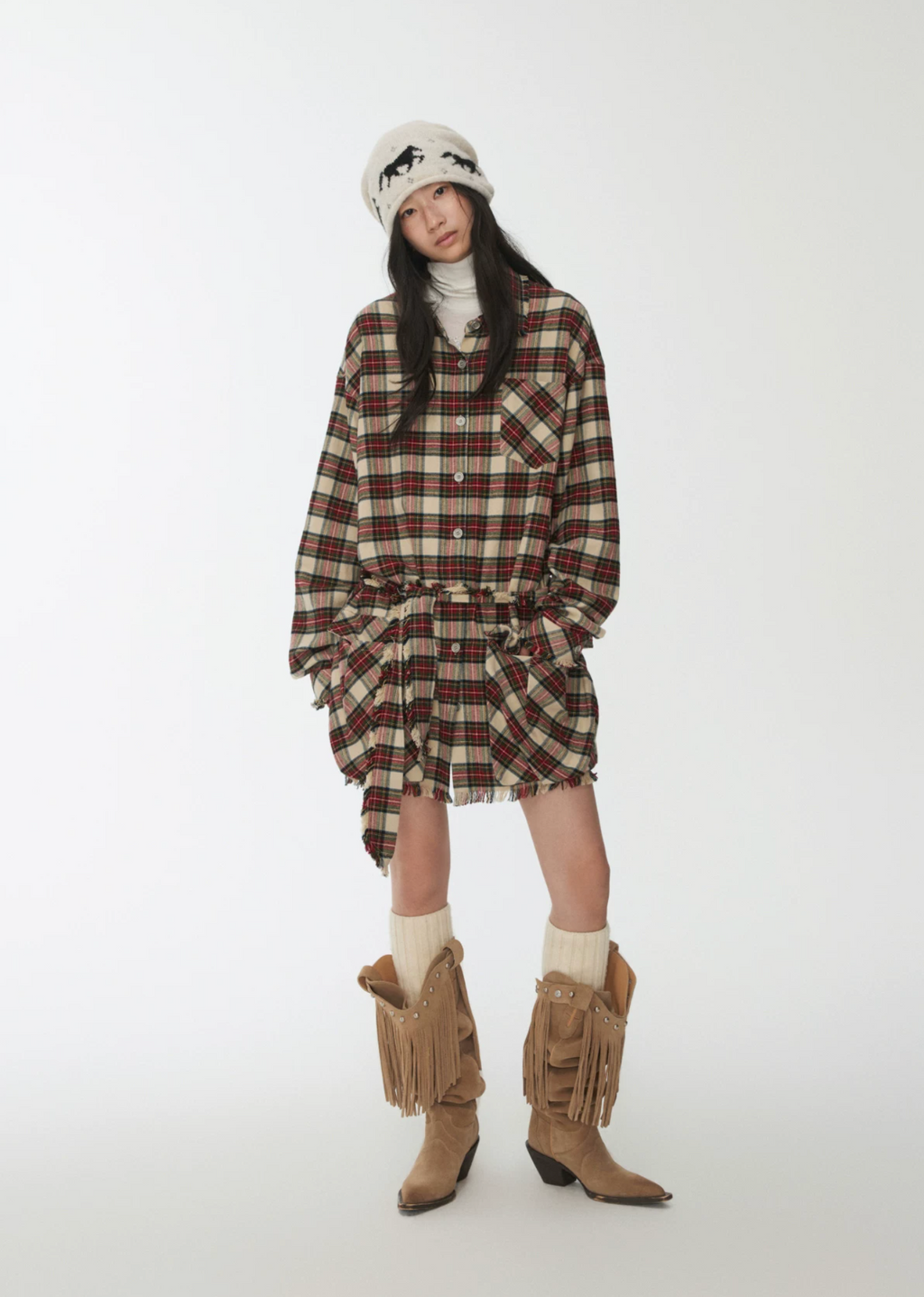 ROXY PLAID SHIRT DRESS