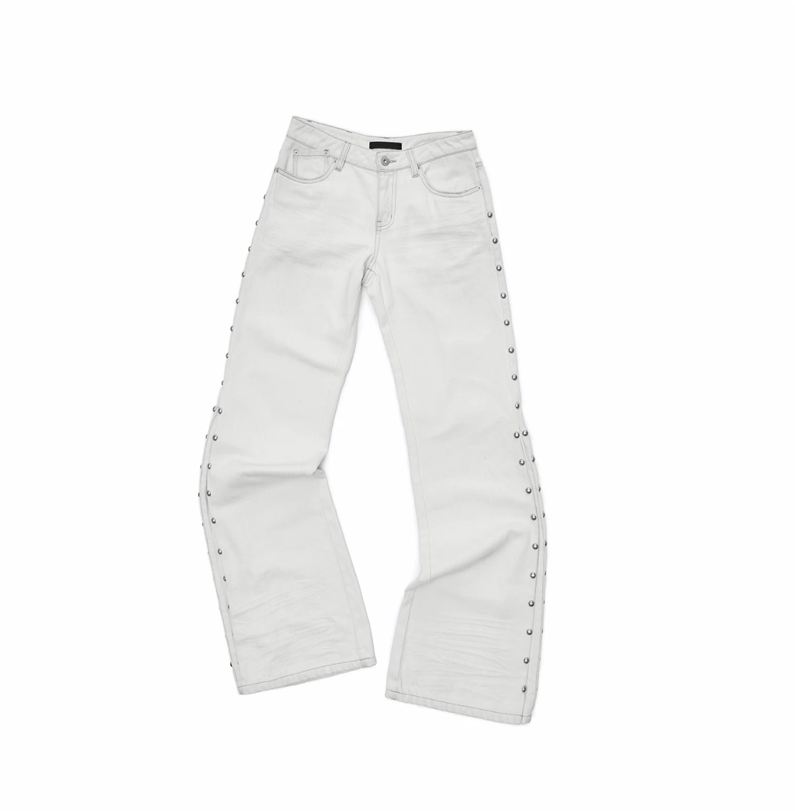CAT-WHISKER STUDDED FLARED JEANS – 2colors