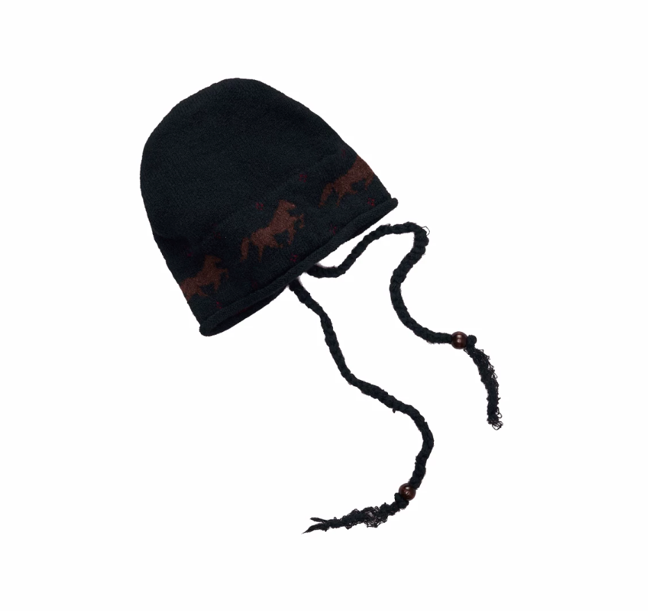 FAIR ISLE PONY JACQUARD SLOUCH BEANIE – 3colors