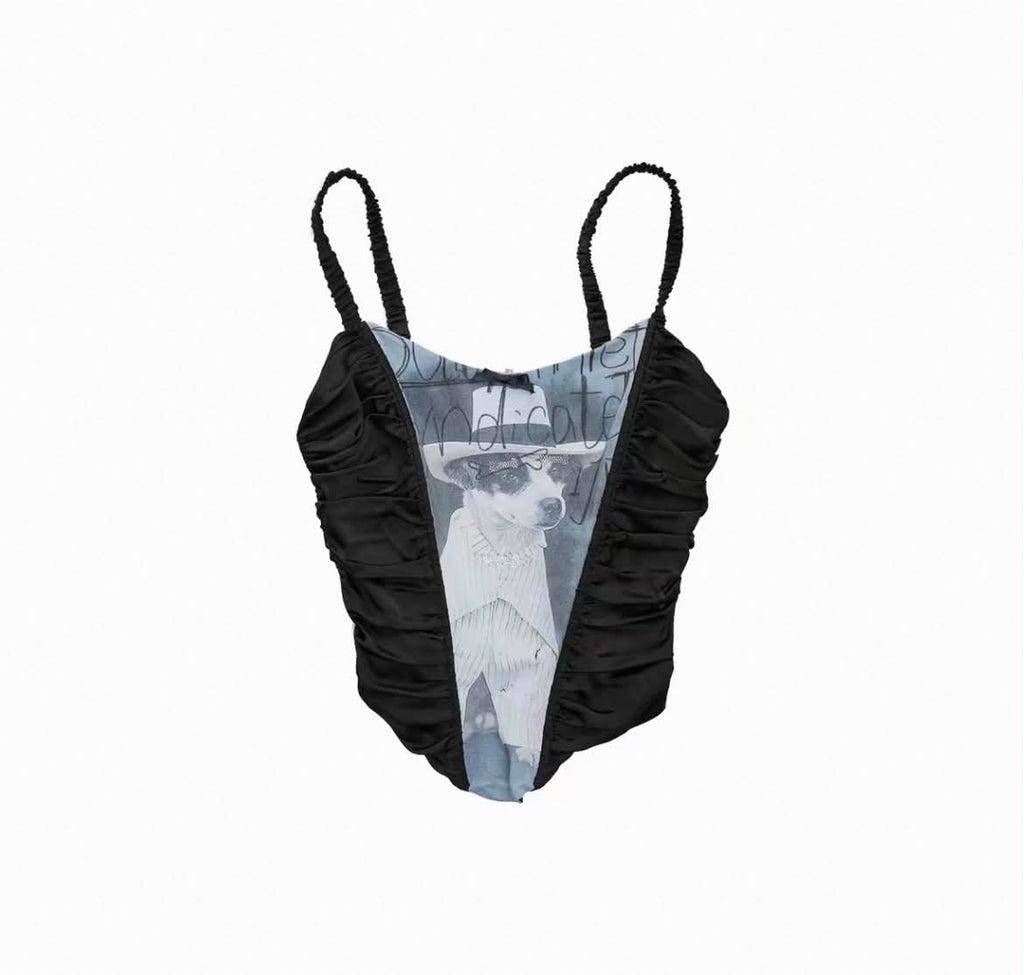 POSH PUP CORSET-STYLE CROPPED CAMISOLE - 2colors