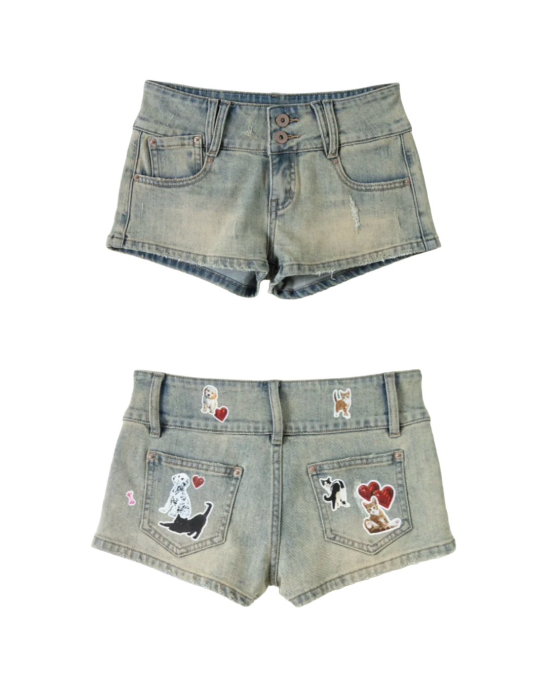 ⭑1JINN EXCLUSIVE ITEM AVAILABLE EXCLUSIVELY ONLINE AT SHELONGZ⭑ IN STOCK ♱ CAT BLESS YOU DENIM MICRO SHORTS
