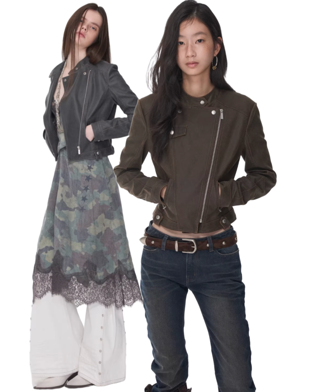 VINTAGE CRACKED LEATHER MOTO JACKET -3colors