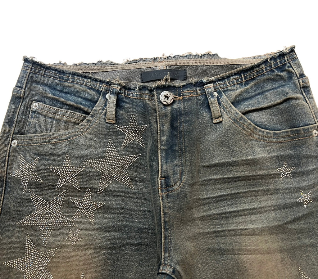 ⭑1JINN EXCLUSIVE ITEM AVAILABLE EXCLUSIVELY ONLINE AT SHELONGZ⭑ IN STOCK ♱ Y2K STAR STUDS & RHINESTONE STARS JEANS - 2styles