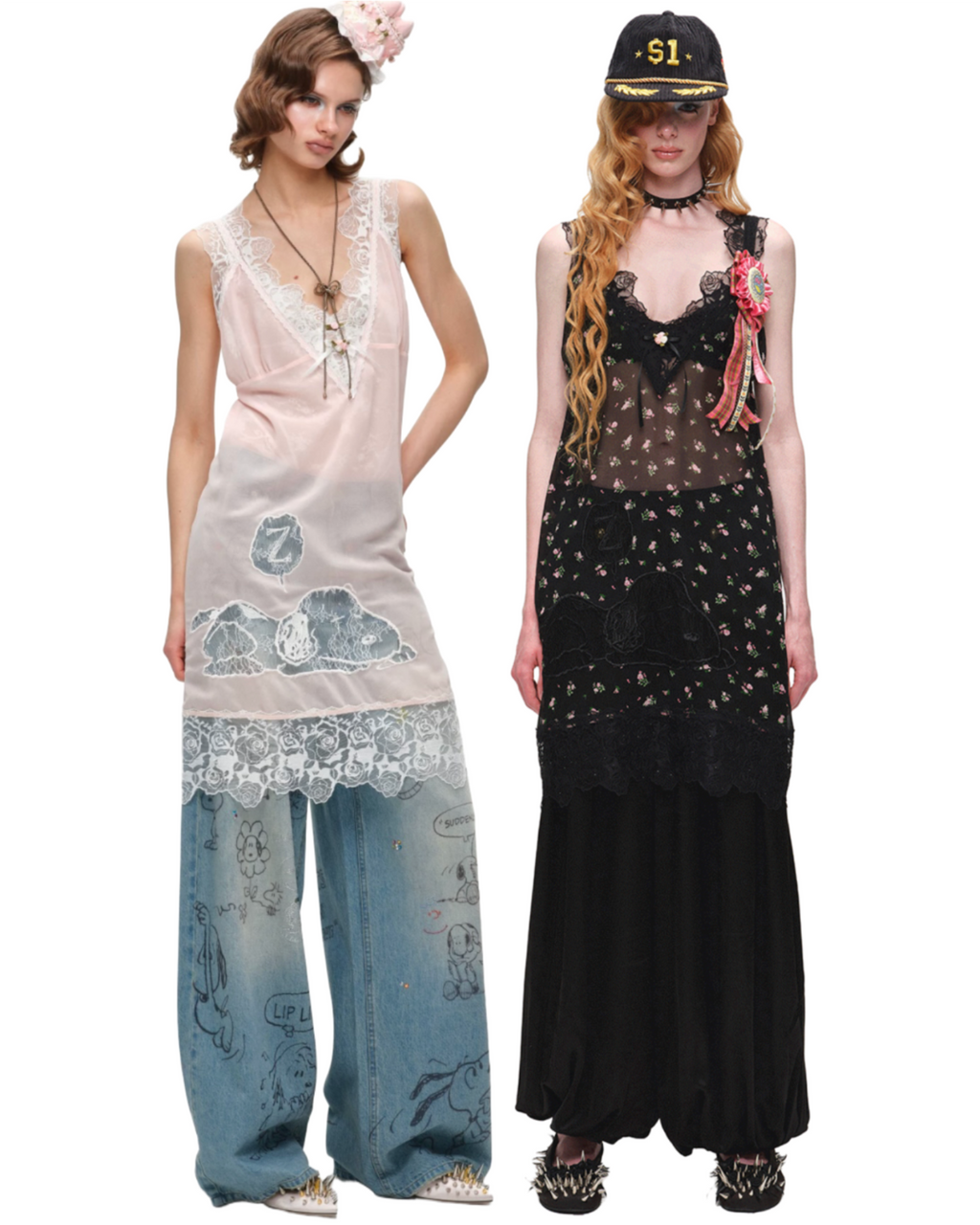 SLEEPY DOG LACE SLIP DRESS or LONGLINE TOP – 2colors