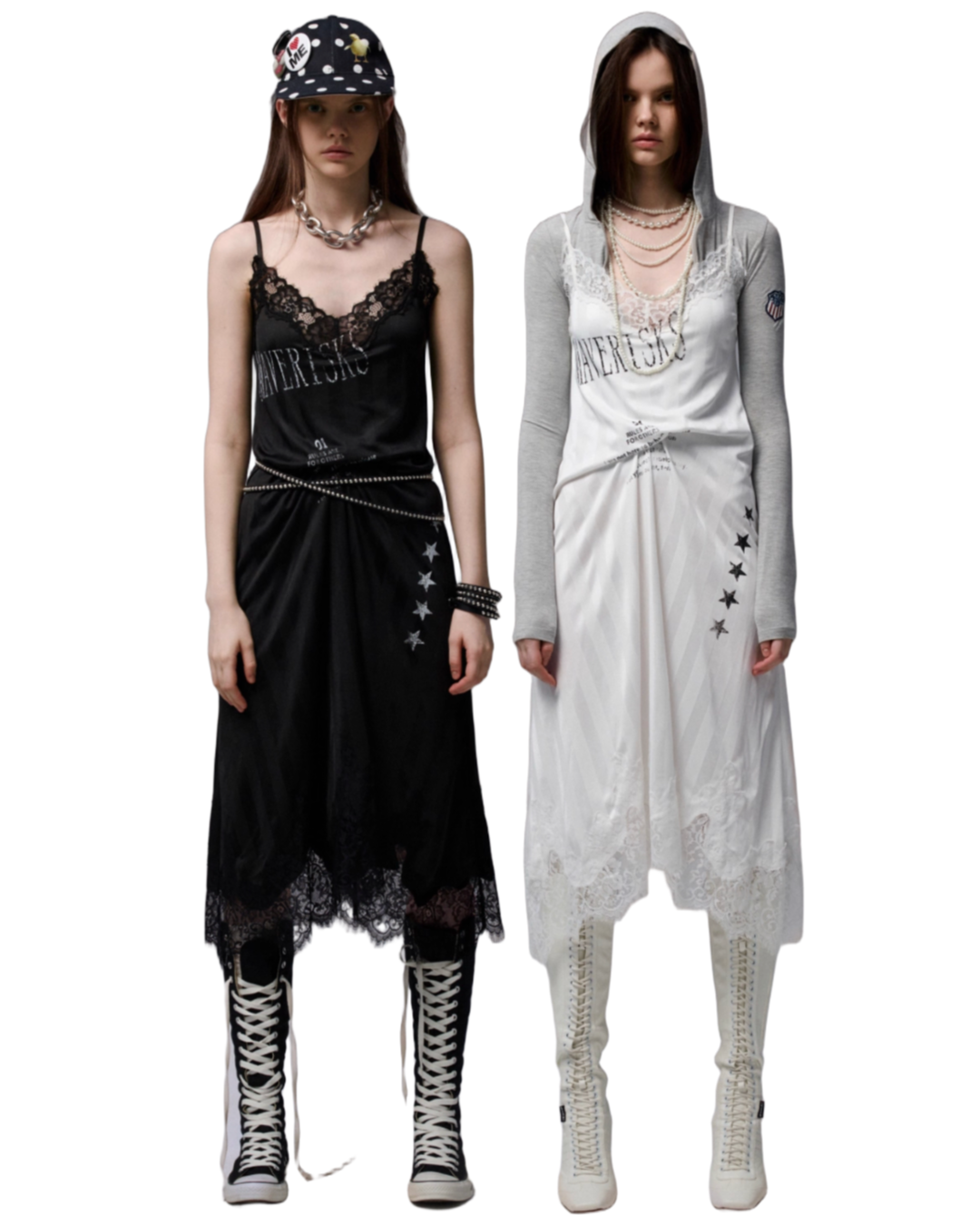 VINTAGE LACE-TRIM SLIP DRESS – 2colors