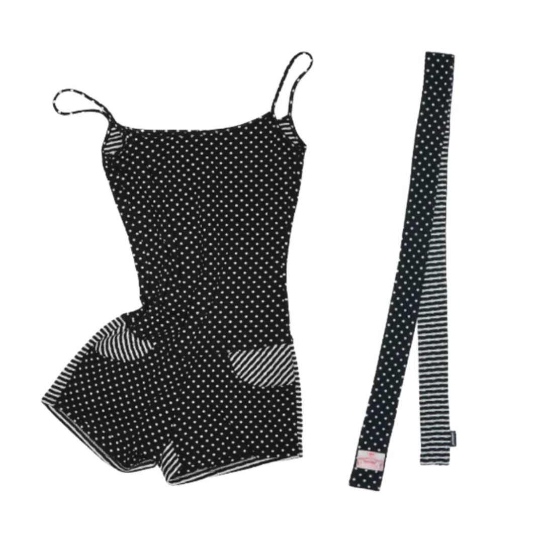 POLKA DOT STRIPE BODYSUIT + FREE SCARF – 3colors