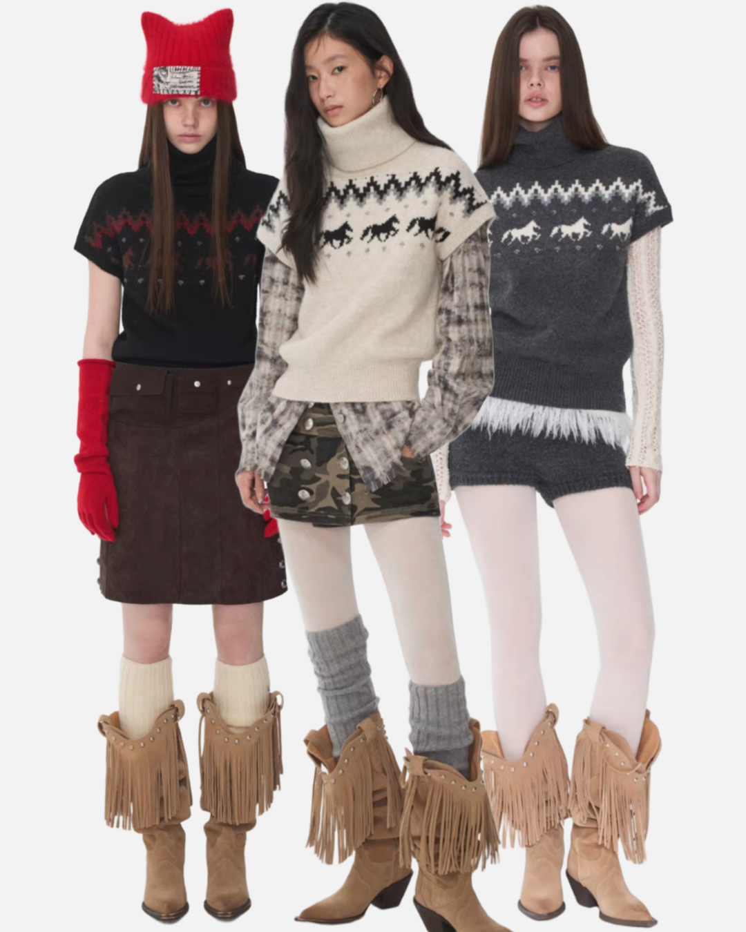 NORDIC HORSE TURTLENECK KNIT TOP ♱ 3colors