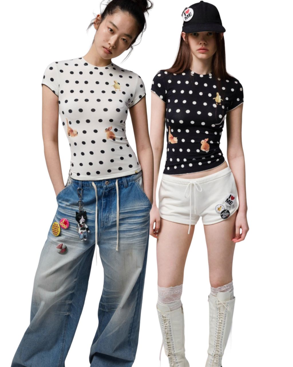 🇹🇭CATS & DOGSアニマルモチーフ ドット柄ショートスリーブトップス ♱ 全2色