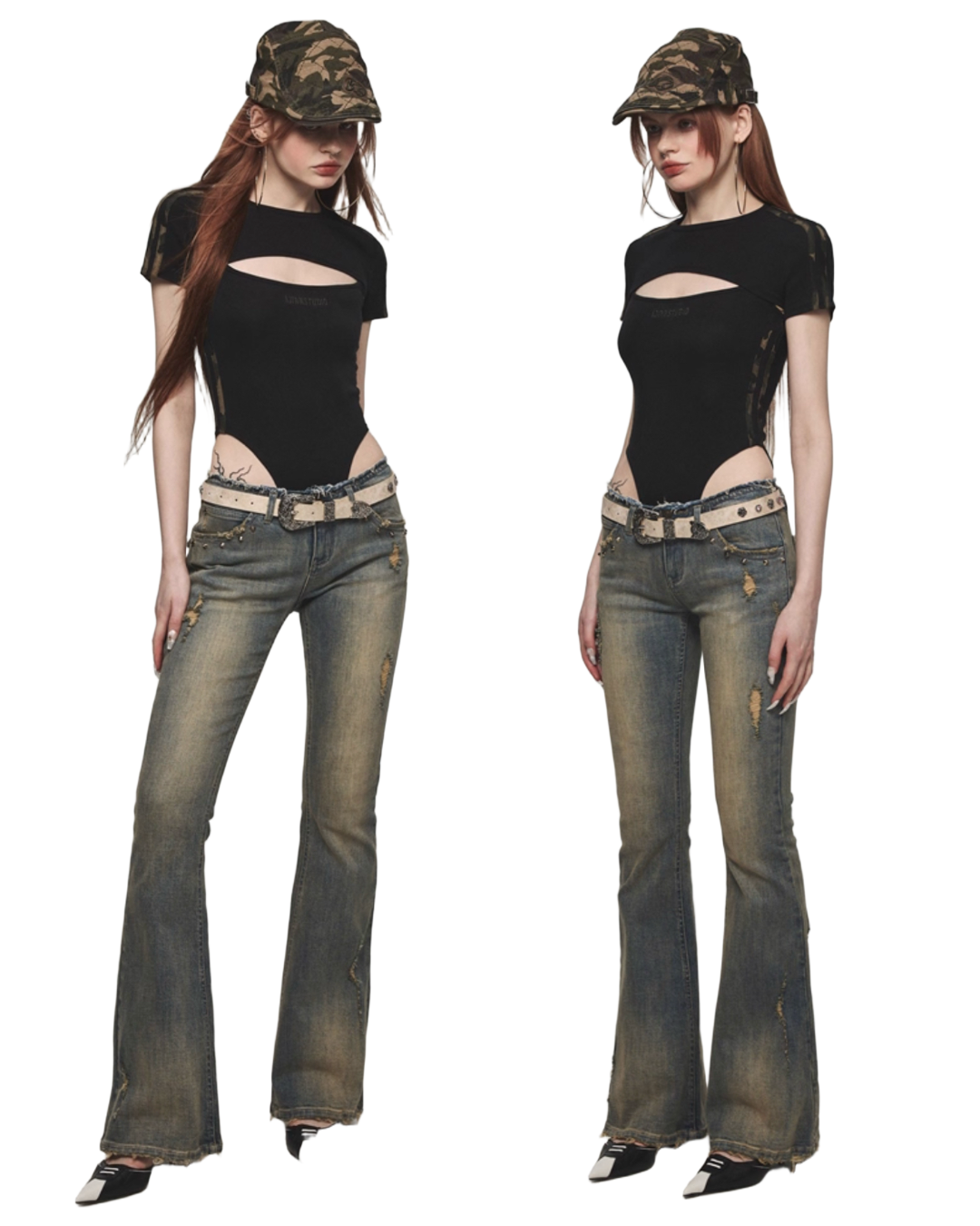 ⭑1JINN EXCLUSIVE ITEM AVAILABLE EXCLUSIVELY ONLINE AT SHELONGZ⭑ IN STOCK ♱ Y2K STAR STUDS & RHINESTONE STARS JEANS - 2styles