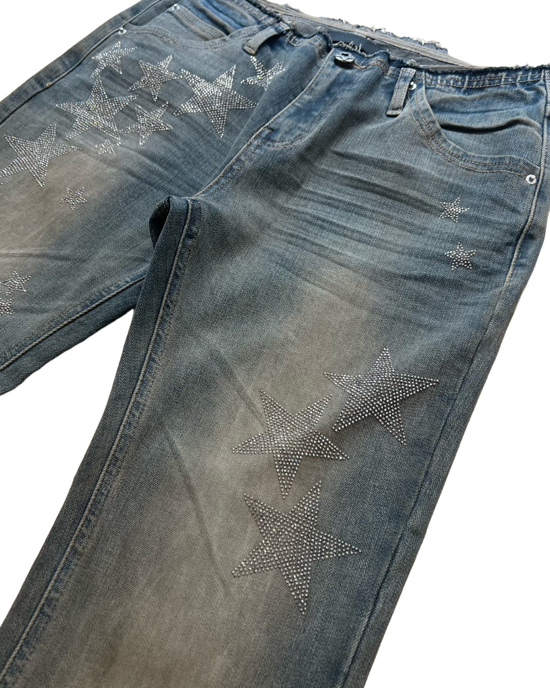 ⭑1JINN EXCLUSIVE ITEM AVAILABLE EXCLUSIVELY ONLINE AT SHELONGZ⭑ IN STOCK ♱ Y2K STAR STUDS & RHINESTONE STARS JEANS - 2styles