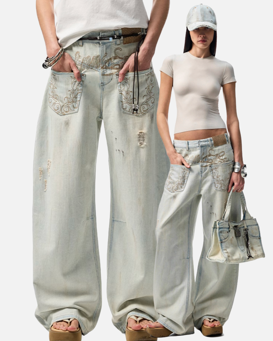 CHU LIGHT BLUE WIDE-LEG JEANS