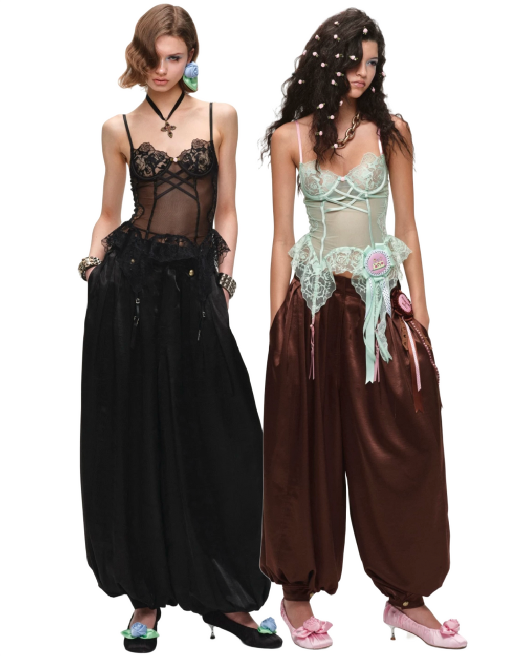 SATIN PLEATED BALLOON PANTS – 2colors
