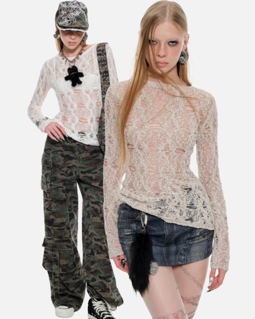 ERIKA CROCHET LONG SLEEVE TOP – 2colors