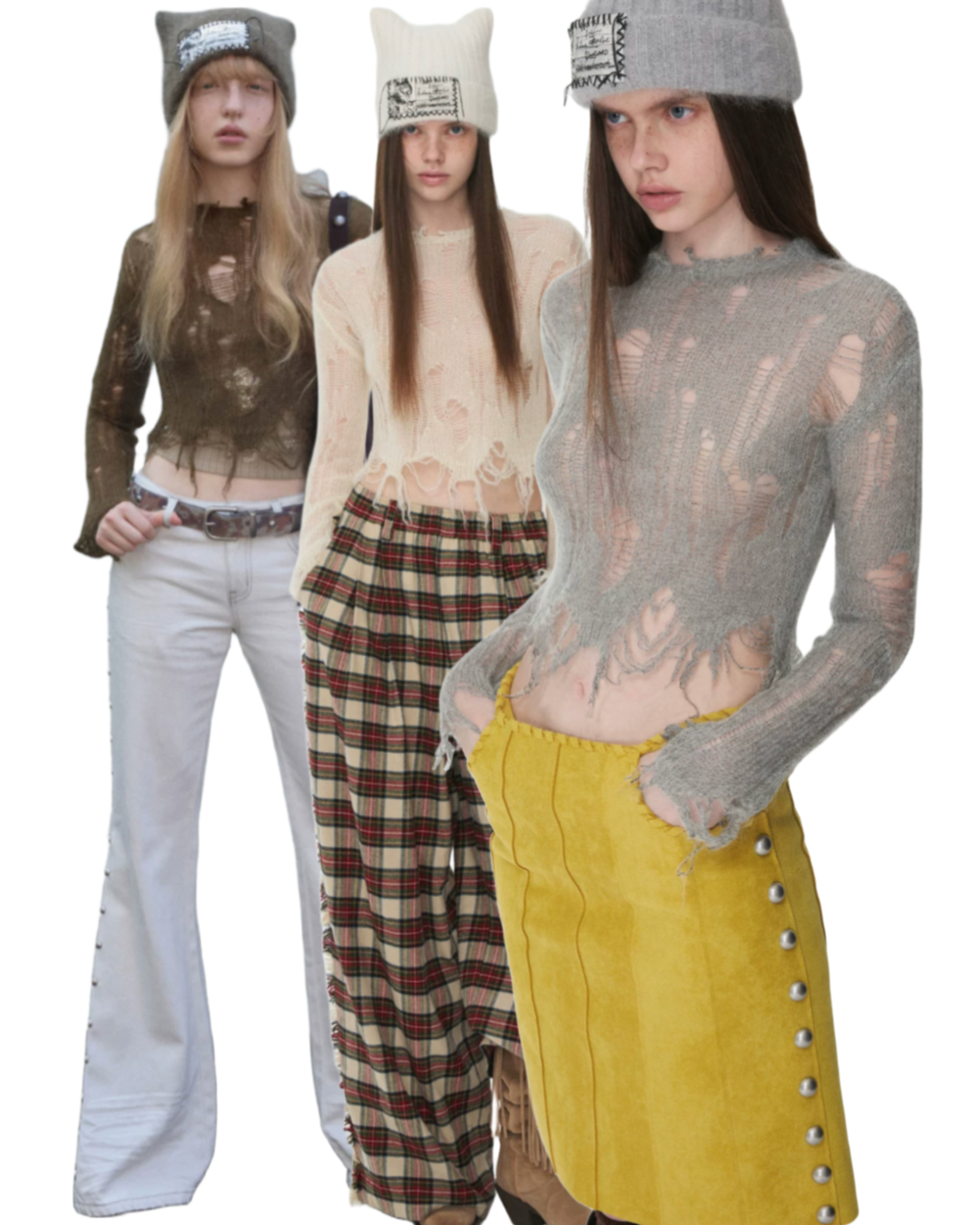 MOHAIR DISTRESSED FITTED CROPPED SWEATER – 3colors